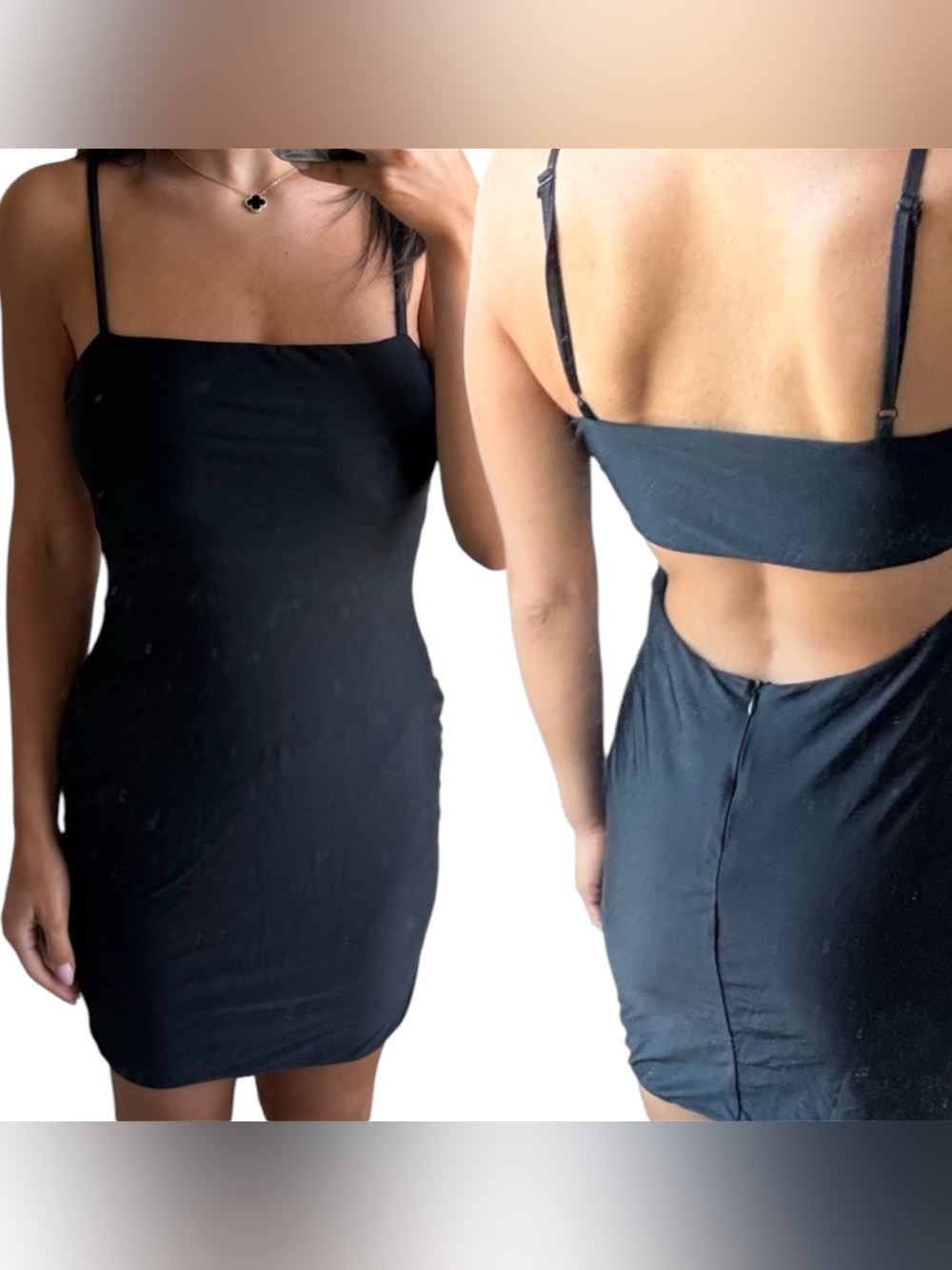 Tiger Mist Black Open Back Mini Dress 90’s Model Off Duty Minimalist M